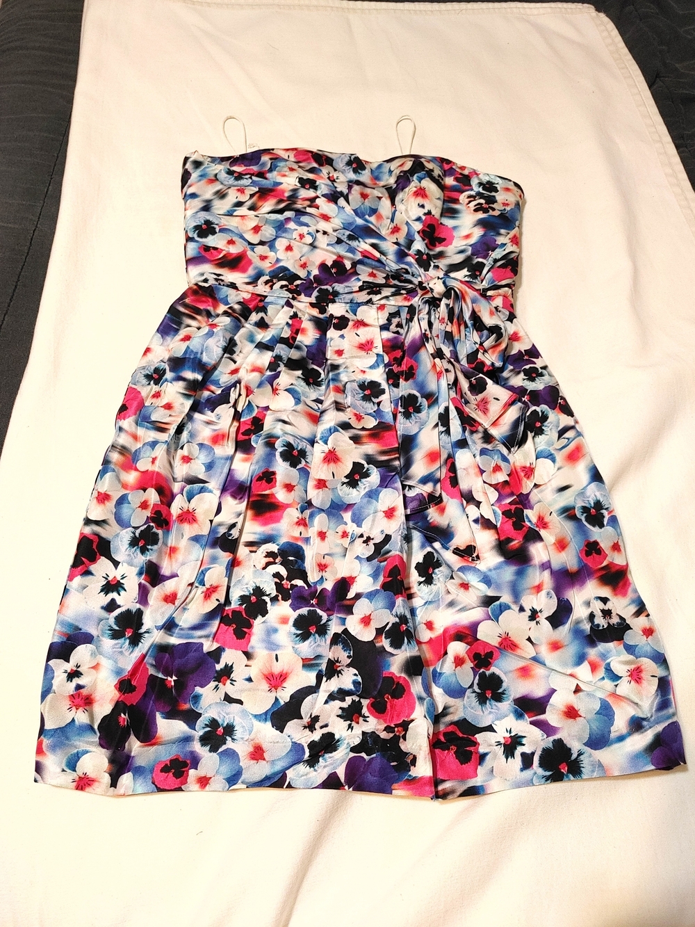 Cynthia Steffe Strapless Floral Dress in Blue, Pink, Purple, Black
